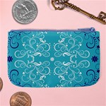 Repeatable Flower Leaf Blue Large Coin Purse Back