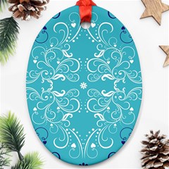 Repeatable Flower Leaf Blue Ornament (oval)