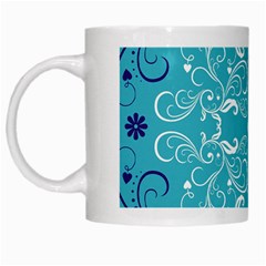 Repeatable Flower Leaf Blue White Mugs by Mariart