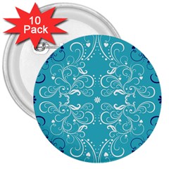 Repeatable Flower Leaf Blue 3  Buttons (10 Pack) 