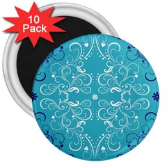 Repeatable Flower Leaf Blue 3  Magnets (10 Pack) 