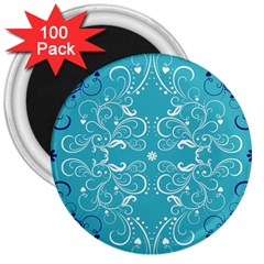 Repeatable Flower Leaf Blue 3  Magnets (100 Pack)