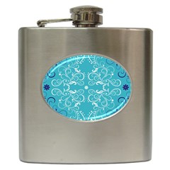 Repeatable Flower Leaf Blue Hip Flask (6 Oz) by Mariart