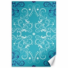 Repeatable Flower Leaf Blue Canvas 20  X 30   by Mariart