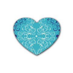 Repeatable Flower Leaf Blue Rubber Coaster (heart) 