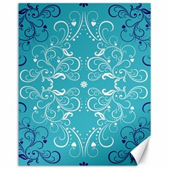 Repeatable Flower Leaf Blue Canvas 11  X 14   by Mariart