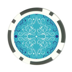 Repeatable Flower Leaf Blue Poker Chip Card Guard by Mariart