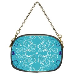 Repeatable Flower Leaf Blue Chain Purses (one Side)  by Mariart