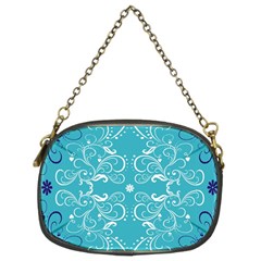 Repeatable Flower Leaf Blue Chain Purses (two Sides)  by Mariart