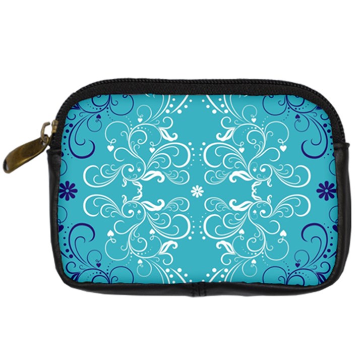 Repeatable Flower Leaf Blue Digital Camera Cases