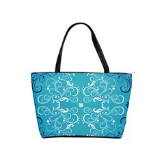 Repeatable Flower Leaf Blue Shoulder Handbags by Mariart