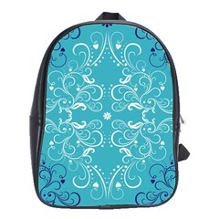 Repeatable Flower Leaf Blue School Bags(large)  by Mariart