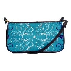 Repeatable Flower Leaf Blue Shoulder Clutch Bags by Mariart