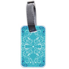 Repeatable Flower Leaf Blue Luggage Tags (two Sides) by Mariart