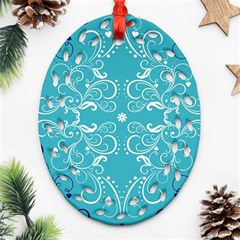 Repeatable Flower Leaf Blue Ornament (oval Filigree)