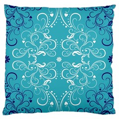 Repeatable Flower Leaf Blue Large Cushion Case (one Side) by Mariart