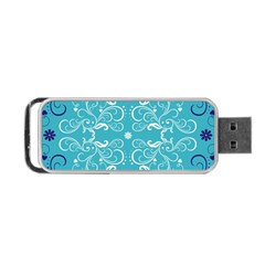 Repeatable Flower Leaf Blue Portable Usb Flash (two Sides) by Mariart