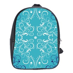 Repeatable Flower Leaf Blue School Bags (xl)  by Mariart