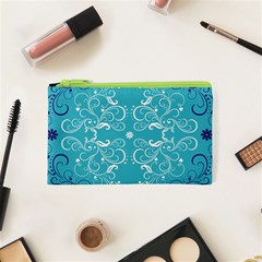 Repeatable Flower Leaf Blue Cosmetic Bag (xs) by Mariart