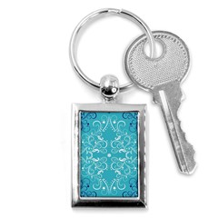 Repeatable Flower Leaf Blue Key Chains (rectangle) 