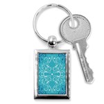 Repeatable Flower Leaf Blue Key Chains (Rectangle)  Front