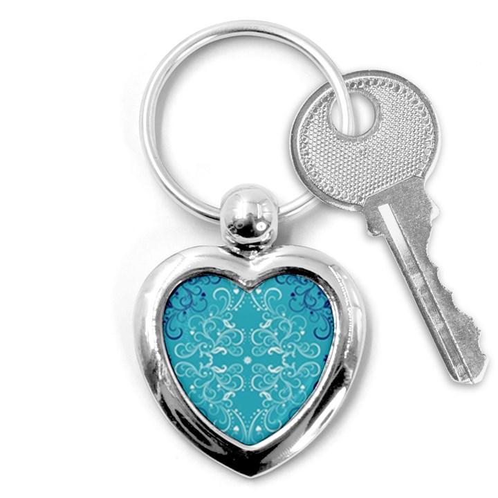 Repeatable Flower Leaf Blue Key Chains (Heart) 