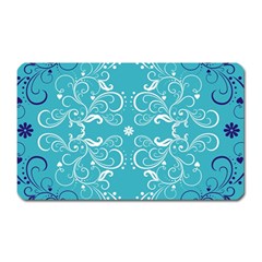 Repeatable Flower Leaf Blue Magnet (rectangular) by Mariart