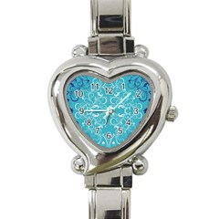 Repeatable Flower Leaf Blue Heart Italian Charm Watch by Mariart