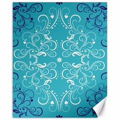 Repeatable Flower Leaf Blue Canvas 16  X 20   by Mariart