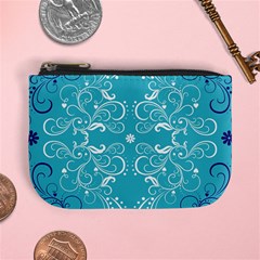 Repeatable Flower Leaf Blue Mini Coin Purses by Mariart