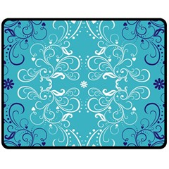 Repeatable Flower Leaf Blue Fleece Blanket (medium) 