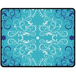 Repeatable Flower Leaf Blue Fleece Blanket (Medium)  60 x50  Blanket Front