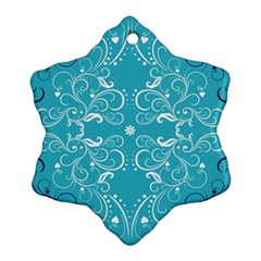 Repeatable Flower Leaf Blue Snowflake Ornament (two Sides) by Mariart