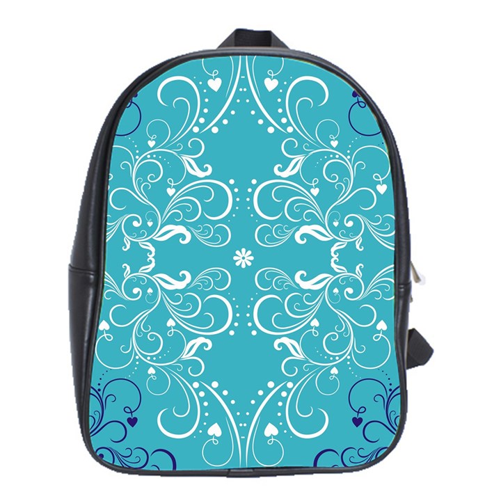 Repeatable Flower Leaf Blue School Bags (XL) 