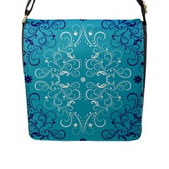 Repeatable Flower Leaf Blue Flap Messenger Bag (l)  by Mariart