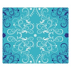 Repeatable Flower Leaf Blue Double Sided Flano Blanket (small)  by Mariart