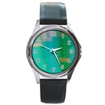 Shadow Faintly Faint Line Green Round Metal Watch Front