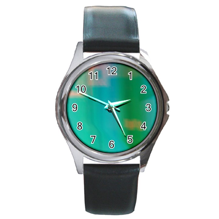 Shadow Faintly Faint Line Green Round Metal Watch