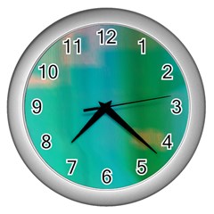 Shadow Faintly Faint Line Green Wall Clocks (silver) 