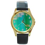 Shadow Faintly Faint Line Green Round Gold Metal Watch Front