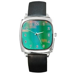 Shadow Faintly Faint Line Green Square Metal Watch by Mariart