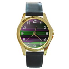 Screen Random Images Shadow Round Gold Metal Watch