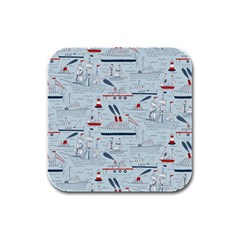 Ships Sails Rubber Square Coaster (4 Pack) 