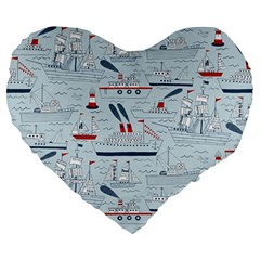 Ships Sails Large 19  Premium Heart Shape Cushions by Mariart