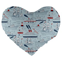 Ships Sails Large 19  Premium Flano Heart Shape Cushions by Mariart