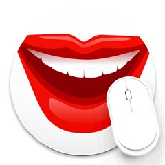 Smile Lips Transparent Red Sexy Round Mousepads