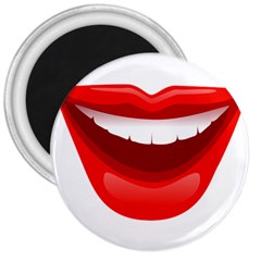 Smile Lips Transparent Red Sexy 3  Magnets