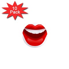 Smile Lips Transparent Red Sexy 1  Mini Magnet (10 Pack)  by Mariart