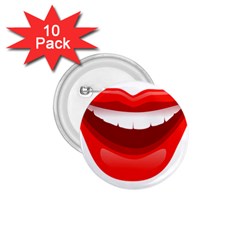 Smile Lips Transparent Red Sexy 1 75  Buttons (10 Pack) by Mariart