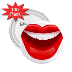 Smile Lips Transparent Red Sexy 2 25  Buttons (100 Pack) 